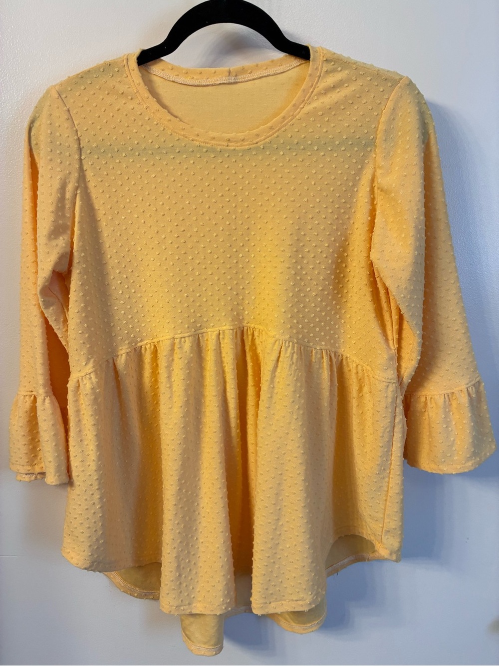 Women's Swiss Dot Peplum Top - Yellow